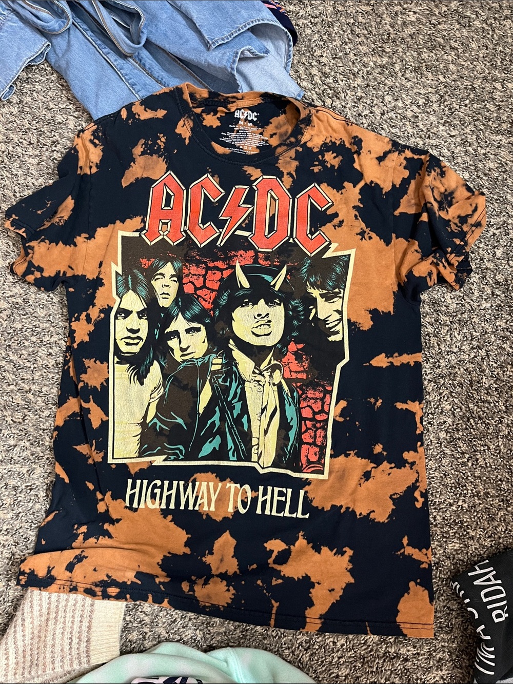 AC/DC Rock Band Tshirt Tie-Dye Highway to Hell Medium Unisex